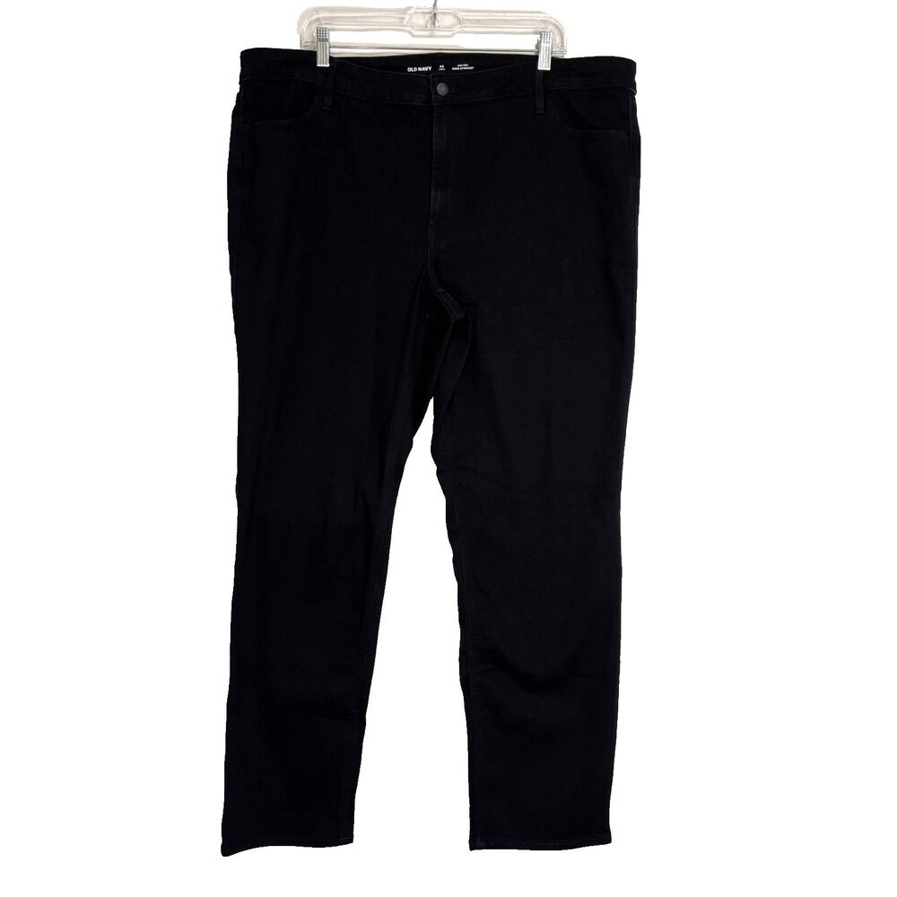 NWT Old Navy Women's High Rise WOW Straight Leg Black Jean Sz 22 Long Stretch